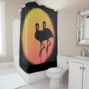 Sunset Flamingos Duschvorhang