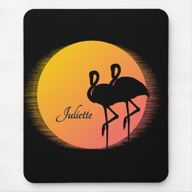 Sunset Flamingos Persönlich mit Namen Mousepad (Vorne)