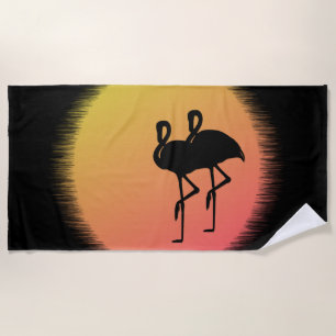 Sunset Flamingos Strandtuch