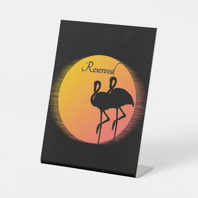 Sunset Flamingos vorbehalten Sockelschild (Vorderseite)