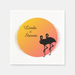 Sunset Flamingos Wedding Serviette