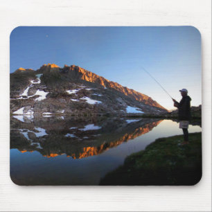Sunset Fly Fisherman at Guitar Lake - JMT Mousepad
