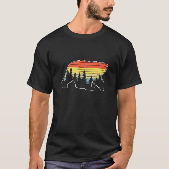 Sunset Forest Nature Bear Silhouette Of A Bear In  T-Shirt (Vorderseite)
