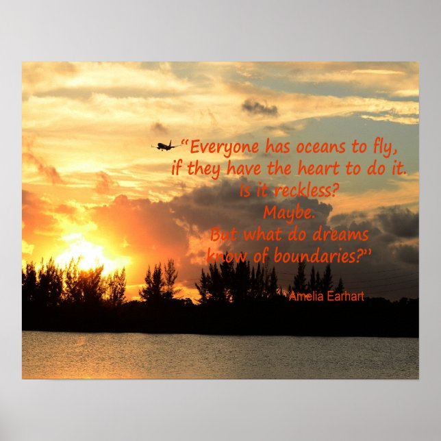 Sunset Foto mit Amelia Earhart Zitat Poster (Vorne)
