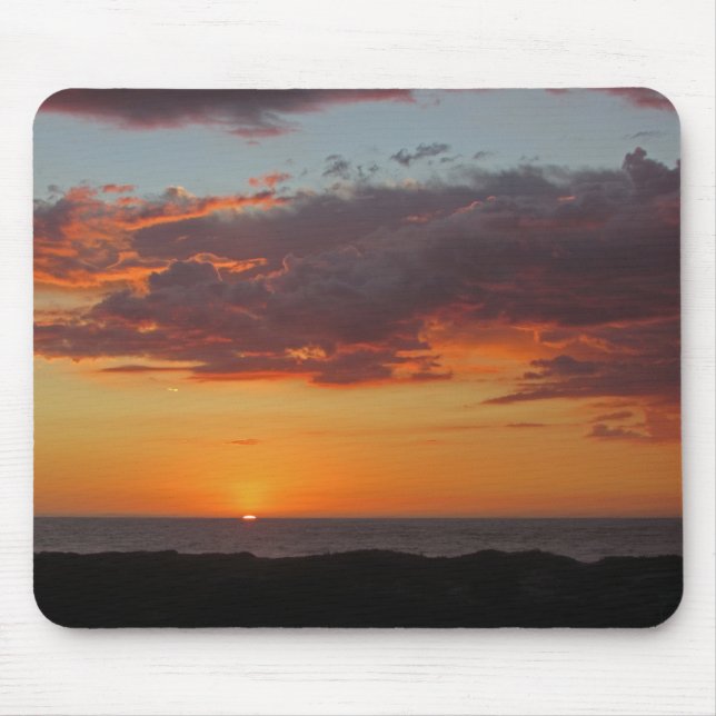 Sunset Foto Pacific Ocean Bright Orange Sky Beach Mousepad (Vorne)