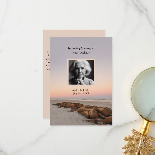 Sunset Funeral Memorial From Family Thank You Card Dankeskarte (Vorderseite/Rückseite Beispiel)