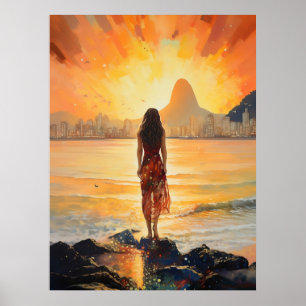 Sunset Girl, Rio de Janeiro, Frau, Romantik Poster
