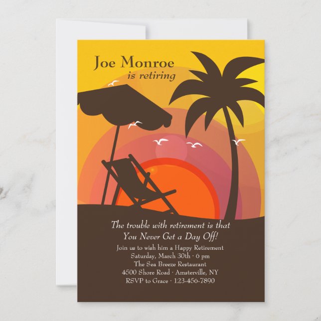 Sunset Glorirement Party Einladung (Vorderseite)