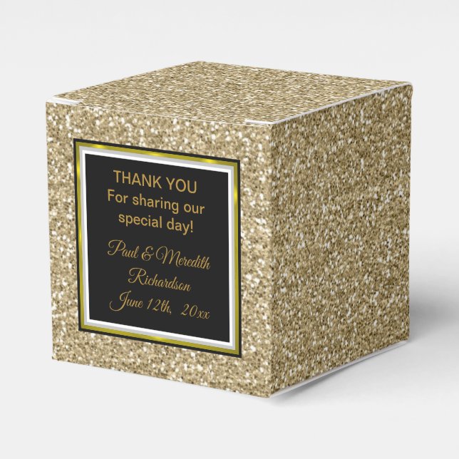 Sunset Gold Glitzer "Danke" Classic Fevor Box Geschenkschachtel (Vorderseite)