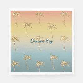 Sunset Gold Glitzer Palm Trees Serviette