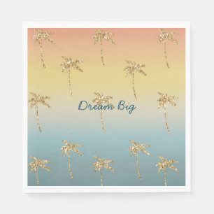 Sunset Gold Glitzer Palm Trees Serviette