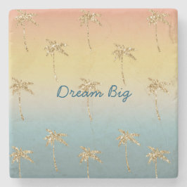 Sunset Gold Glitzer Palm Trees Steinuntersetzer