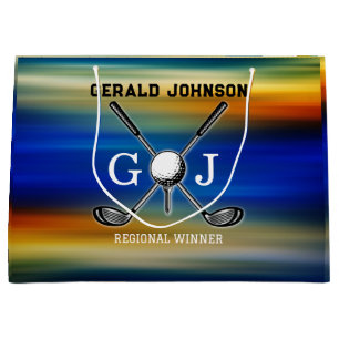 Sunset Golf Monogram Design Große Geschenktüte