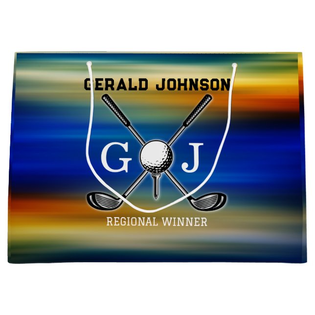 Sunset Golf Monogram Design Große Geschenktüte (Vorderseite)