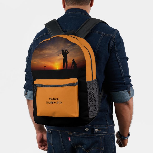 Sunset Golfer individuelle Name Bedruckter Rucksack (Insitu (Modell))