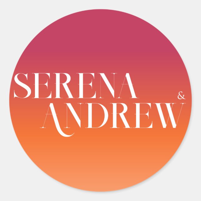 Sunset Gradient Orange Viva Magenta Helle Moderne Runder Aufkleber (Vorderseite)