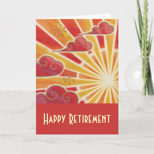 Sunset 'Happy Retirement' Karte rot (Vorderseite)