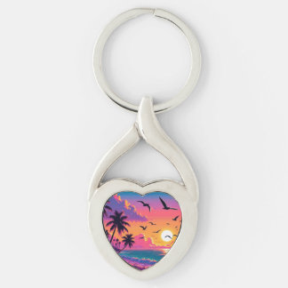 Sunset Heart Keychain Schlüsselanhänger