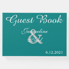 Sunset Hearts Aquamarines grünes Hochzeitbuch Gästebuch