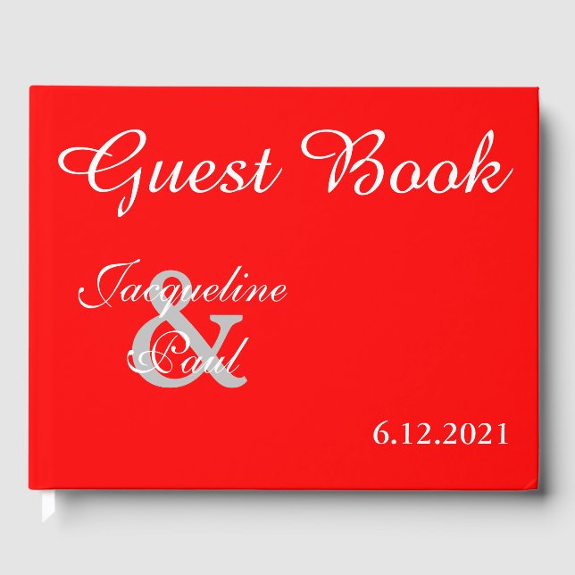 Sunset Hearts Red Wedding Book Gästebuch (Vorderseite)