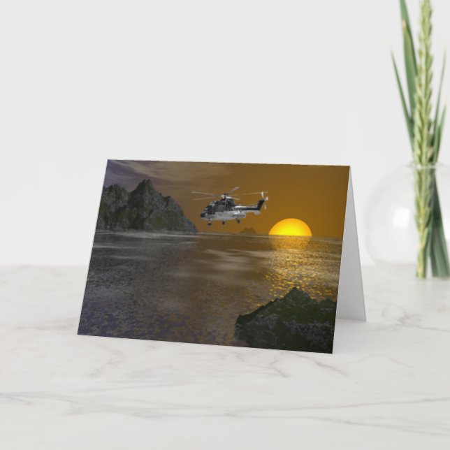 Sunset Helicopter Card Karte (Vorderseite)