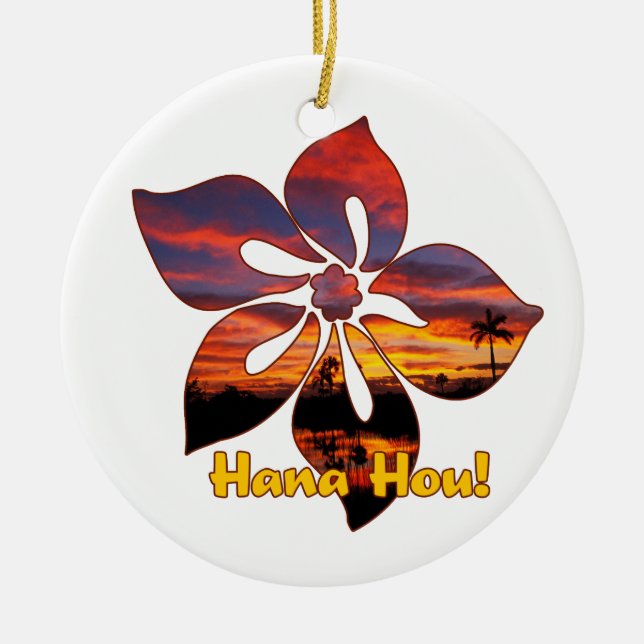 Sunset Hibiskus Hawaiian Ornaments Keramikornament (Vorne)