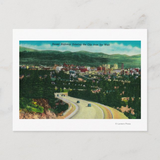 Sunset Highway aus Richtung Spokane Postkarte (Vorderseite)