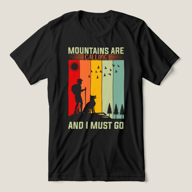 Sunset Hiker Dog Mountain are Calling Tri-Blend Shirt (Design Vorderseite)