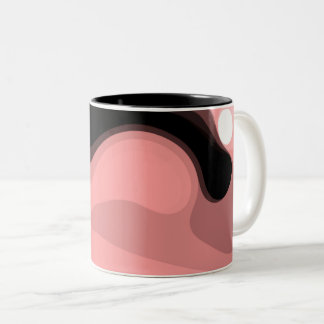 Sunset Horizon: Abstract Pink, Black & White Zweifarbige Tasse