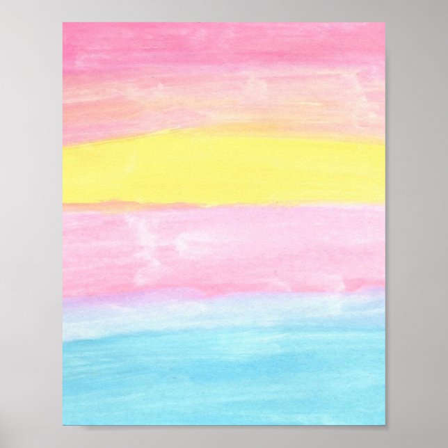 Sunset Horizon Wasserfarbe Abstrakt Poster (Vorne)
