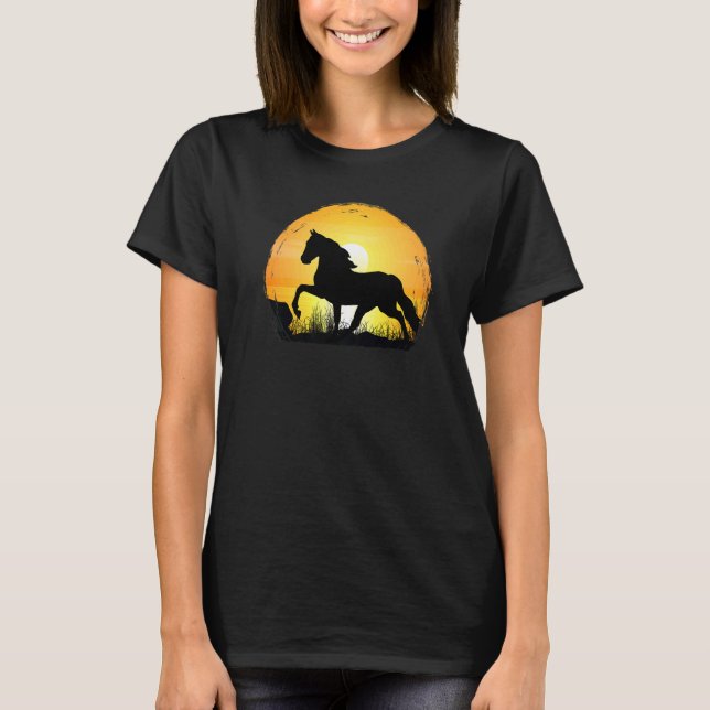 Sunset Horse Breed Silhouette  Haflinger Horse T-Shirt (Vorderseite)