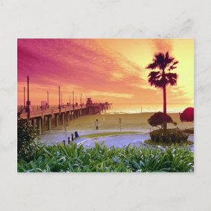 Sunset, Huntington Beach Pier, Kalifornien, USA Postkarte