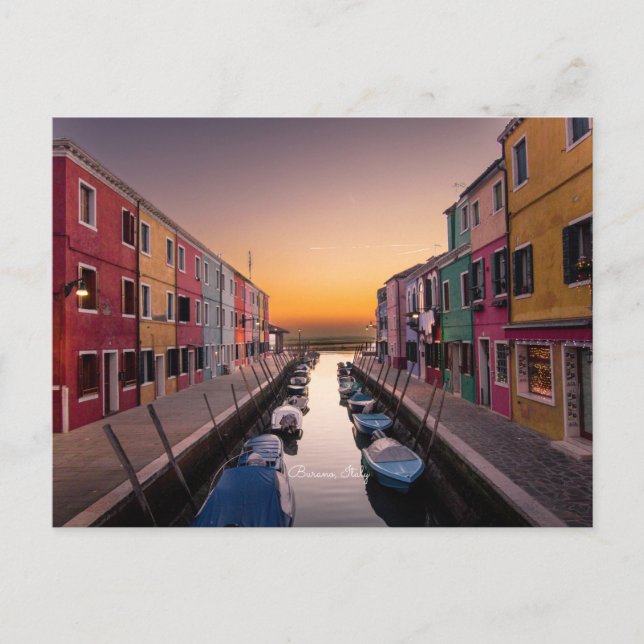 Sunset in Burano, Italien Postkarte (Vorderseite)