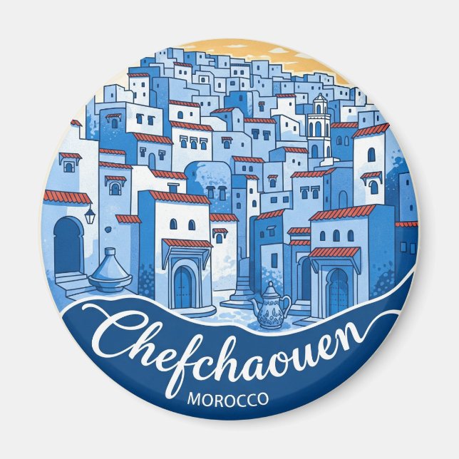 Sunset in Chefchaouen Marokko Reisen Magnet (Vorne)