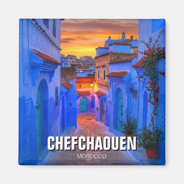 Sunset in Chefchaouen Marokko Reisen Magnet (Vorne)