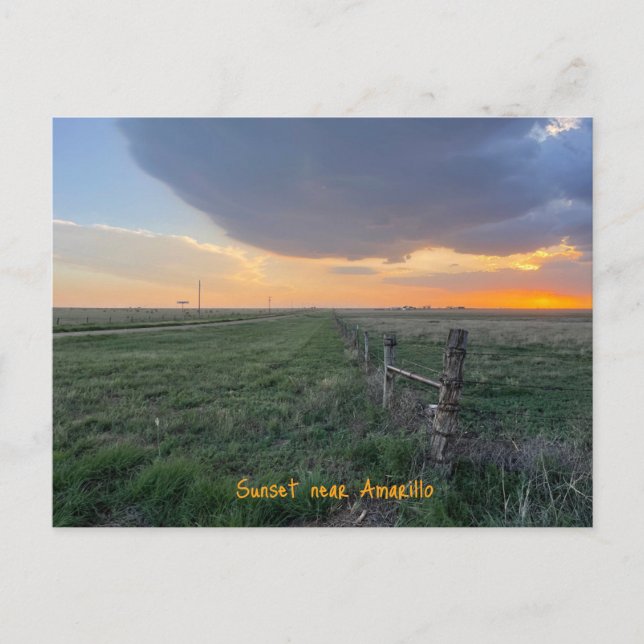 Sunset in der Nähe von Amarillo Texas Postkarte (Vorderseite)