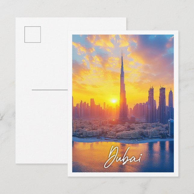 Sunset in Dubai VAE Vereinigte Arabische Emirate C Postkarte (Vorne/Hinten)