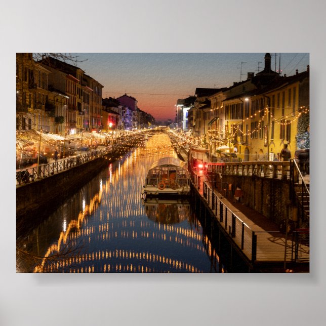 Sunset in Milano Naviglio Poster (Vorne)