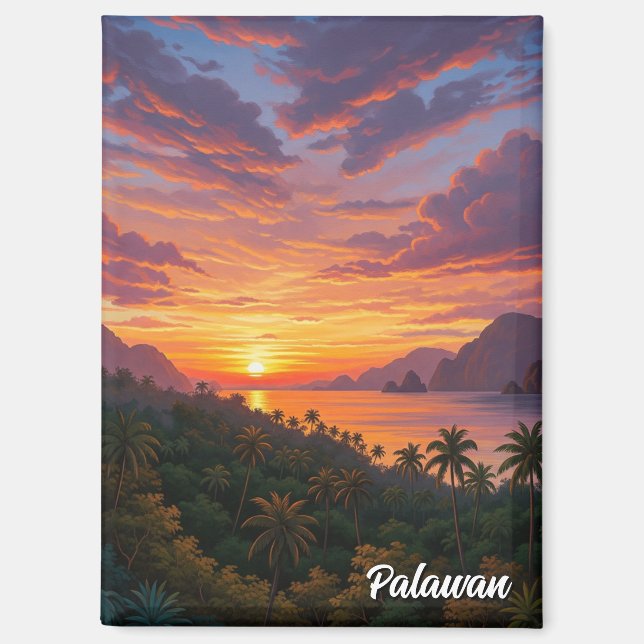 Sunset in Palawan Philippines Travel Magnet (Vorderseite)