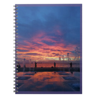 ''Sunset in port'' Blue Spiral Foto Notebook Notizblock