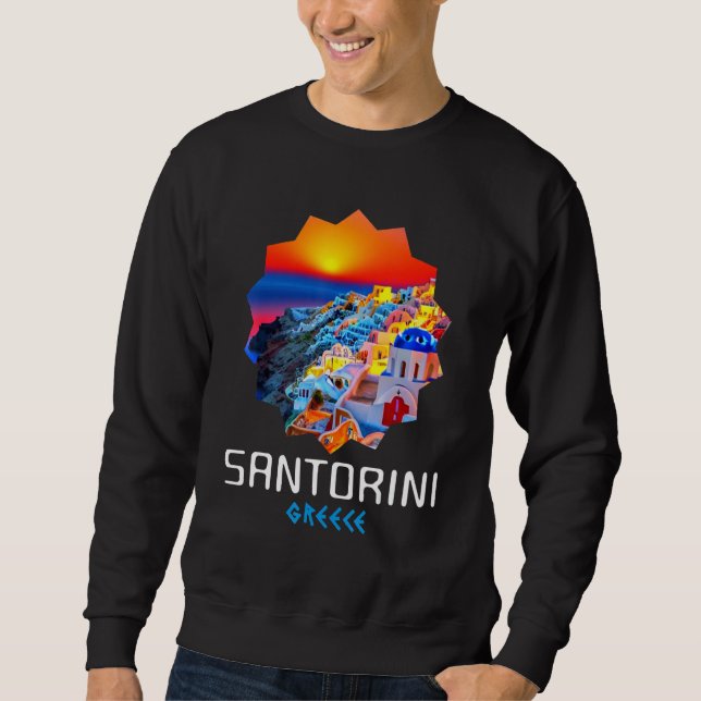 Sunset In Santorini Greece Painting Sweatshirt (Vorderseite)