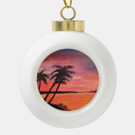 Sunset In The Tropics Keramik Kugel-Ornament