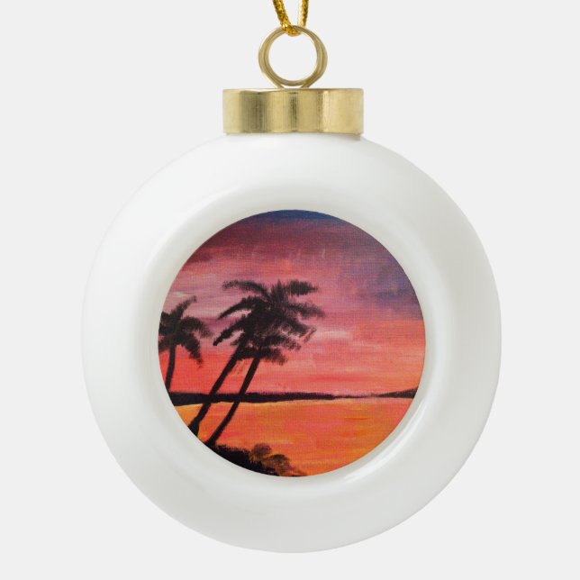 Sunset In The Tropics Keramik Kugel-Ornament (Vorderseite)