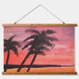 Sunset In The Tropics Wandteppich Mit Holzrahmen