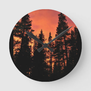 Sunset in Tuolumne Meadows, Yosemite, CA Runde Wanduhr