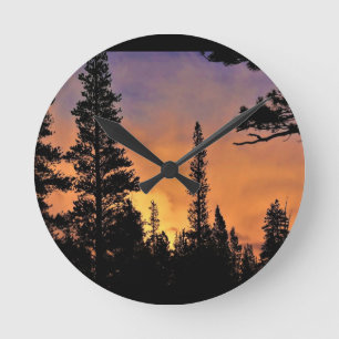 Sunset in Tuolumne Meadows, Yosemite, CA Runde Wanduhr