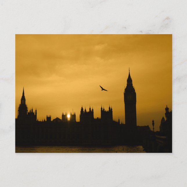 Sunset in Westminster - Big Ben - London Postcard Postkarte (Vorderseite)