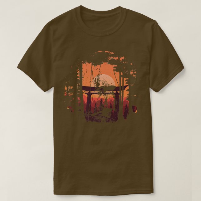 Sunset Japanisch Samurai Fighter Schwert  T-Shirt (Design vorne)