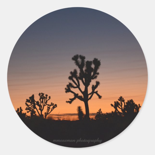 Sunset Joshua Trees Runder Aufkleber (Vorderseite)
