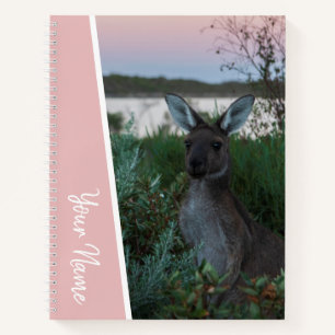 Sunset Kangaroo Australien Pink Akzente Handschrif Notizbuch